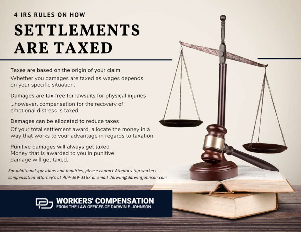 Infographic explaining how the IRS taxes lawsuit settlements